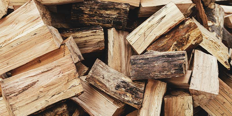 Photo of pile of air dried wood.